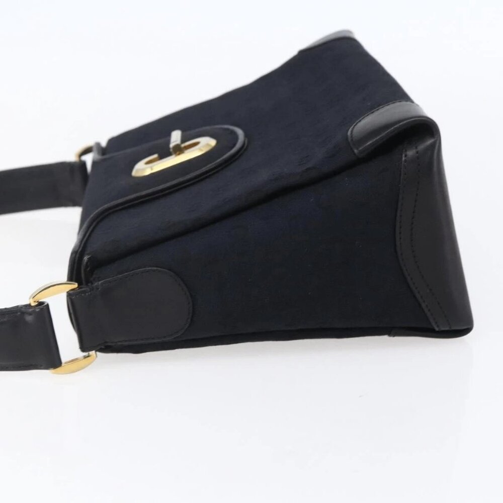 GUCCI GG Canvas Shoulder Bag Black Gold Auth 147856 - Picture 5 of 15